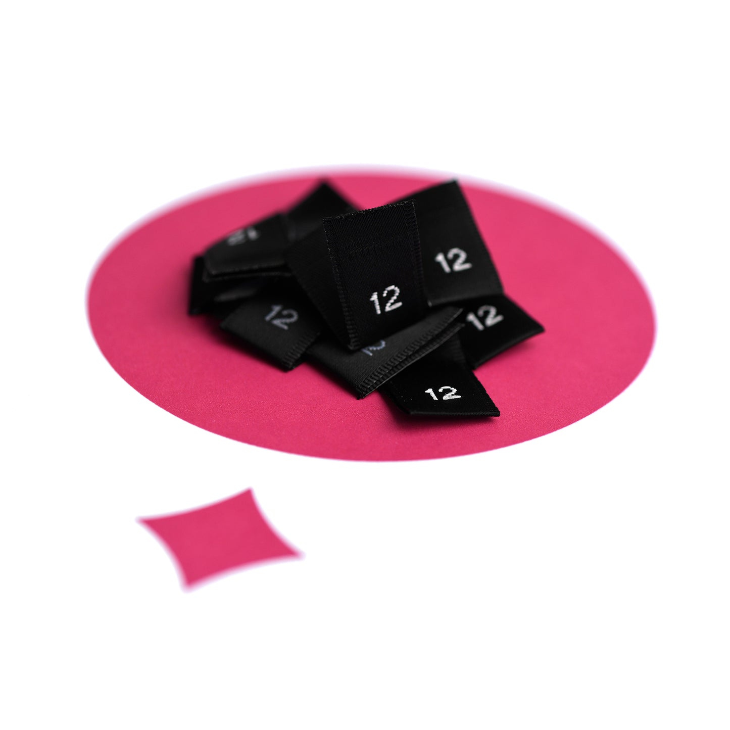 WOVEN SIZE LABEL SIZES 0 - 20 WHITE TEXT ON BLACK PACK 100