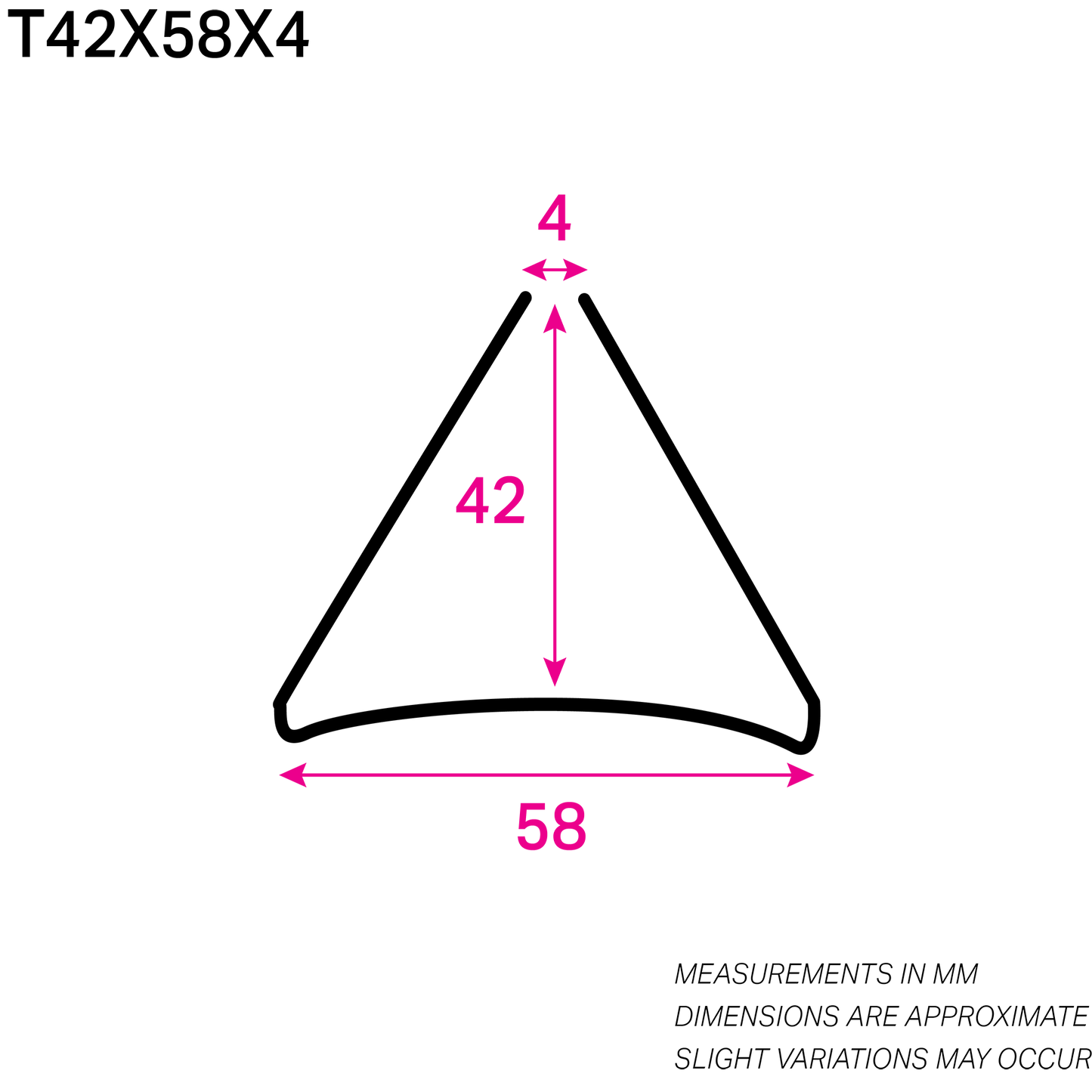 42MM x 58MM NYLON-COATED TRIANGLE CURVED WIRE