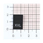 WOVEN SIZE LABEL SIZES XS - XXL WHITE TEXT ON SATIN BLACK PACK 100