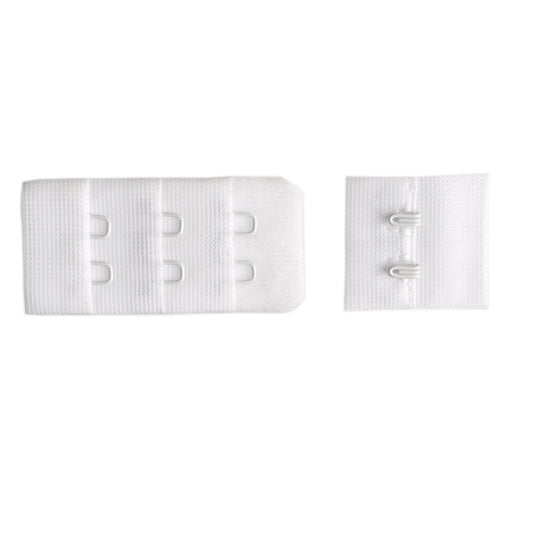 2-HOOK/ 3-ROW 10MM PLUSH BRA HOOK & EYE BACK WHITE