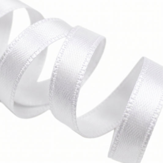 FRENCH DOUBLE-SIDED SATIN RIBBON - WHITE
