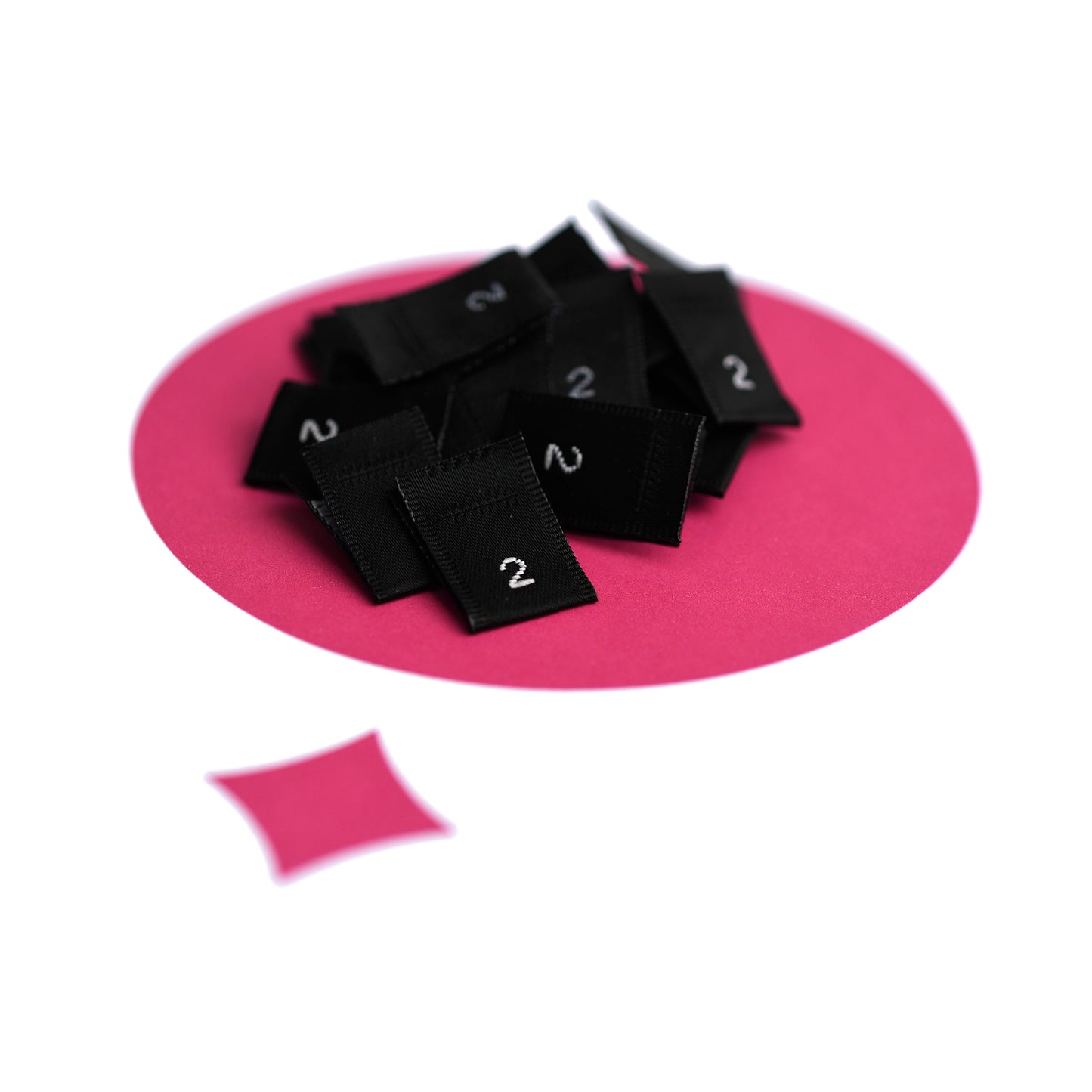 WOVEN SIZE LABEL SIZES 0 - 20 WHITE TEXT ON SATIN BLACK PACK 100