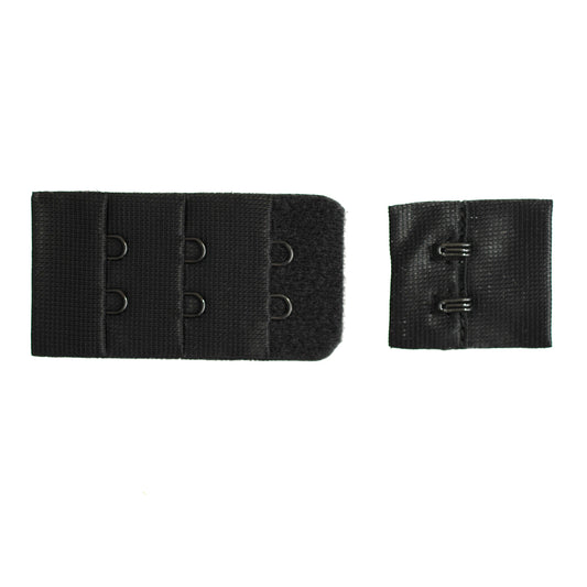 2-HOOK/ 3-ROW 10MM PLUSH BRA HOOK & EYE BACK BLACK
