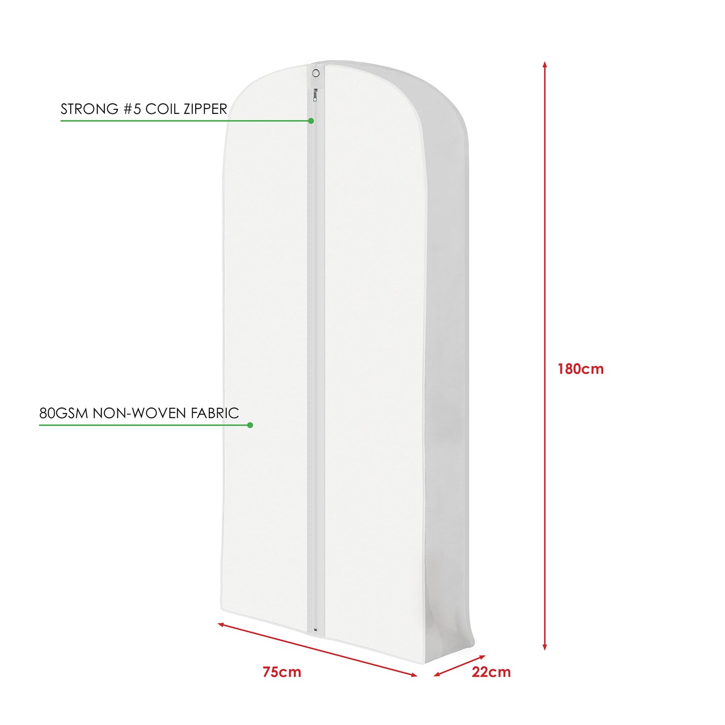 180CM FABRIC ZIPPED GARMENT BAG WITH GUSSET