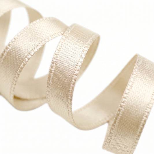 FRENCH DOUBLE-SIDED SATIN RIBBON - CREAM
