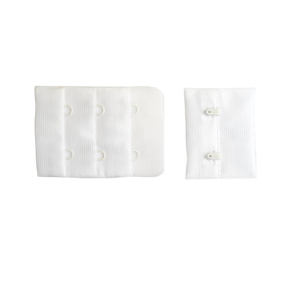 2-HOOK/ 3-ROW 10MM PLUSH BRA HOOK & EYE BACK WHITE