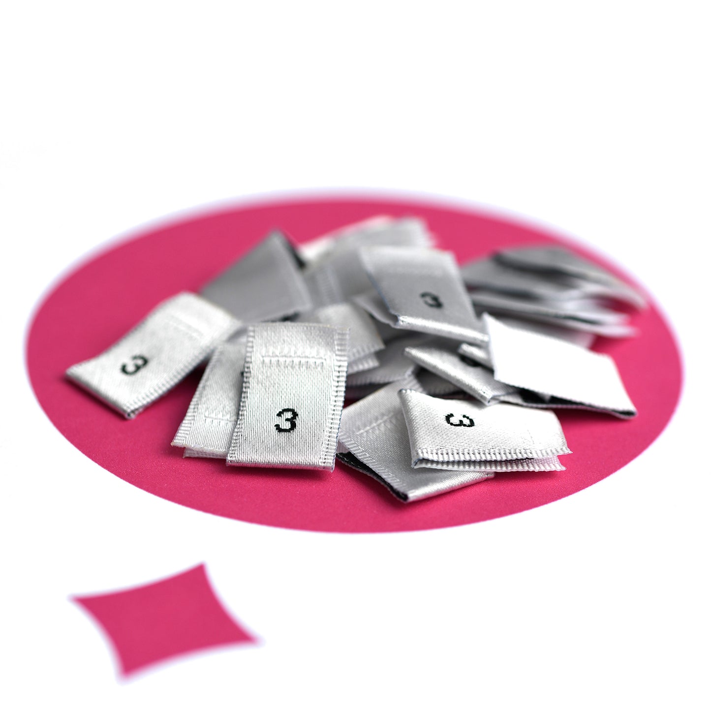 WOVEN SIZE LABEL SIZES 0 - 20 BLACK TEXT ON SATIN WHITE PACK 100